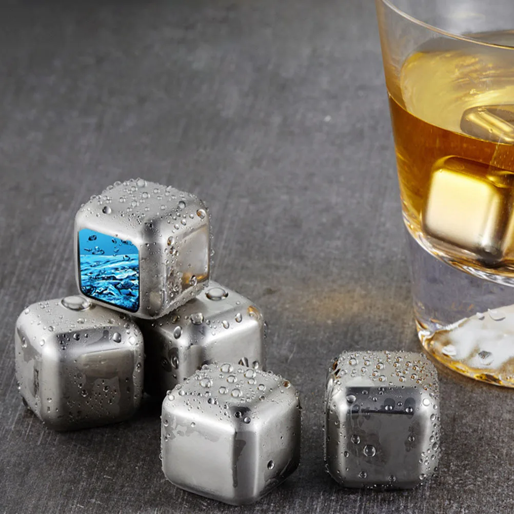 

1Set Stainless Steel Ice Cube Square Metal Wine Cooling Stones for Whiskey Bourbon Vodka Reusable Drink Chiller Chillers