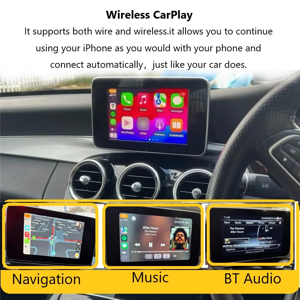 iManAuto Wireless CarPlay Android Auto Module for Mercedes Benz C-Class W205 & GLC S GLE 2015-2018 Car Play Interface Navigation