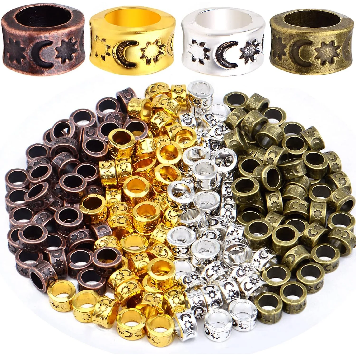 

200pcs 8mm Antique Spacer Beads Round Rondelle Beads European 5.5mm Hole for Bracelet Necklace DIY Jewelry Making,4 Colors