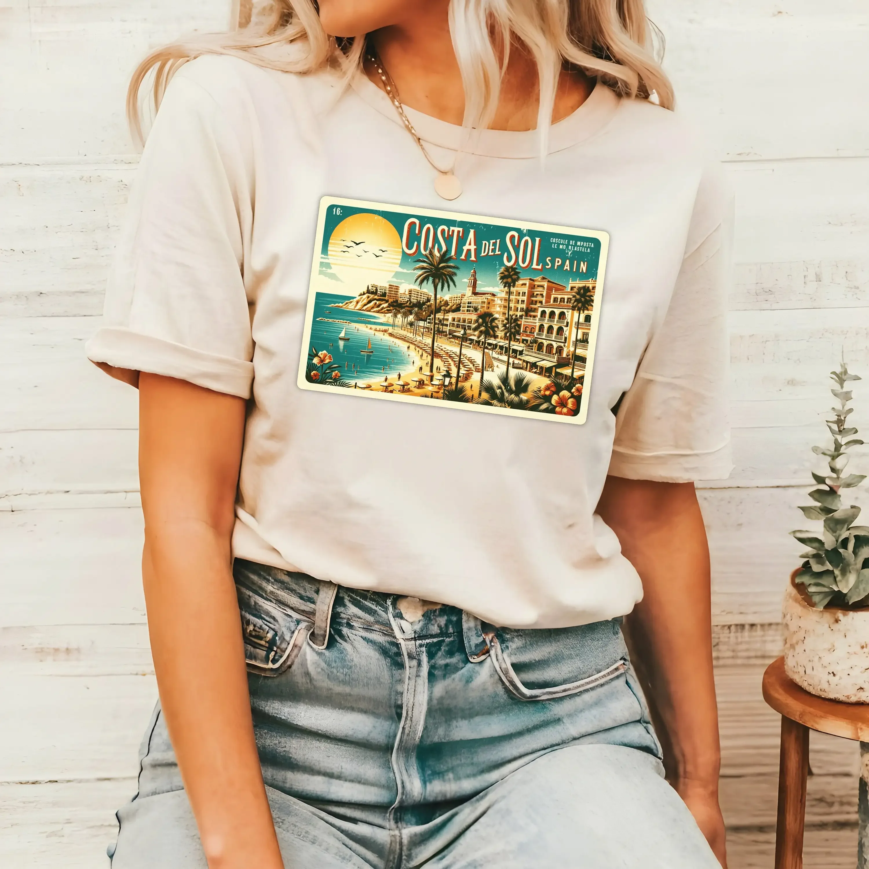Costa Del Sol Spain T Shirt Vintage Postcard Travel For Lover
