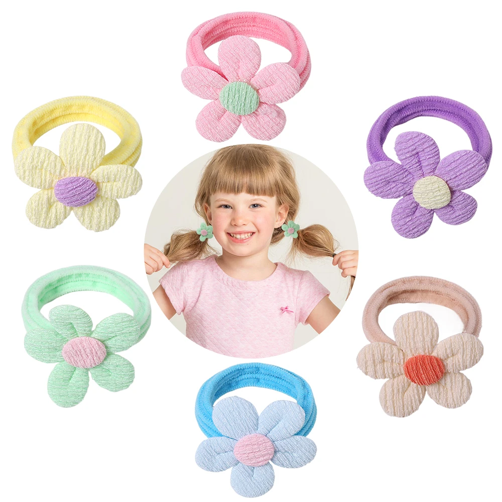 10pcs Children's Hair Accessories Flower Hair Ring Sweet Cute Ponytail Hair Ring Little Girl Braided Towel Ring Hair Accessories