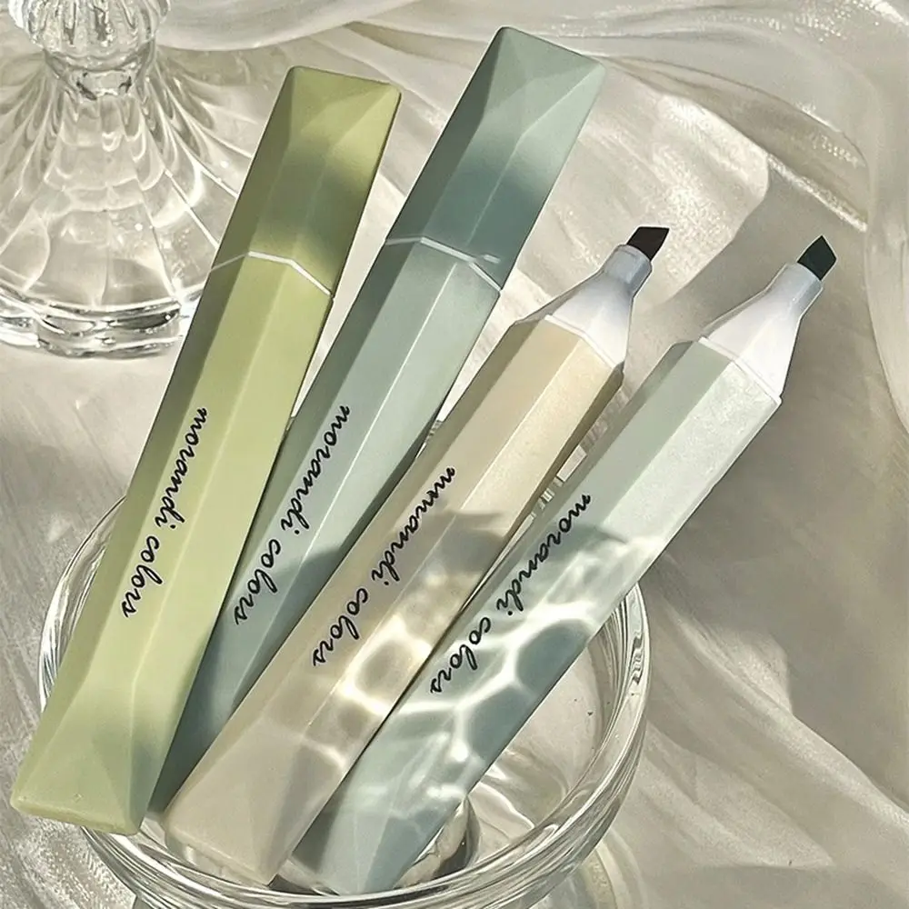 4pcs/Set Kawaii Gradient Highlighter Pens Soft Head Macaron Color Fluorescent Marker Pen High Appearance Eye Protection