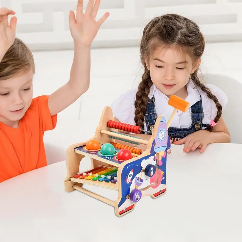 Palu mainan Xylophone kayu mainan pukul memukul untuk anak laki-laki berumur 3-5 tahun