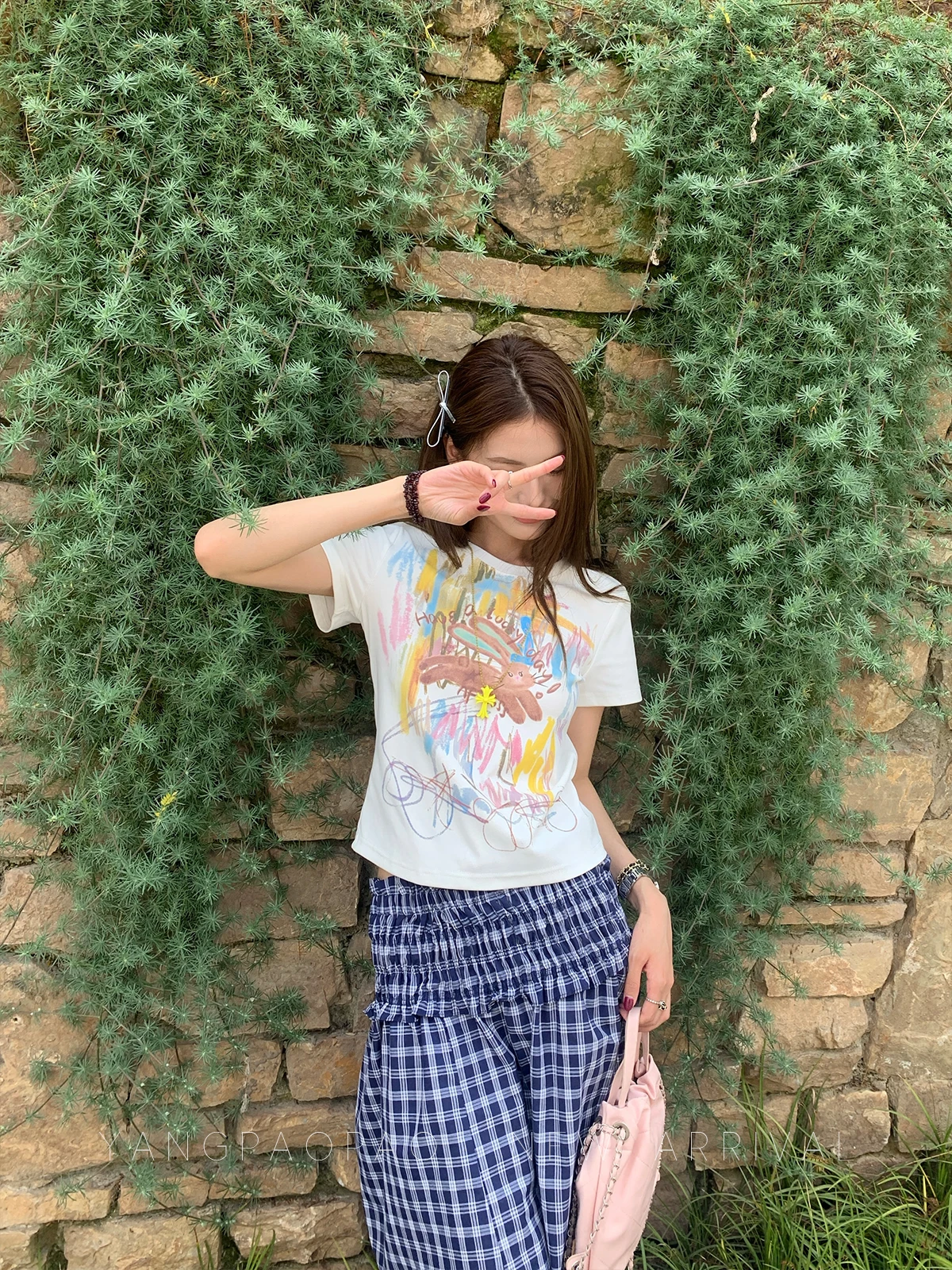 

White fiti ort Sve T-irt Women's Slim Fit round Ne Commute Sle Summer New Arrival Faionable Korean Version Top