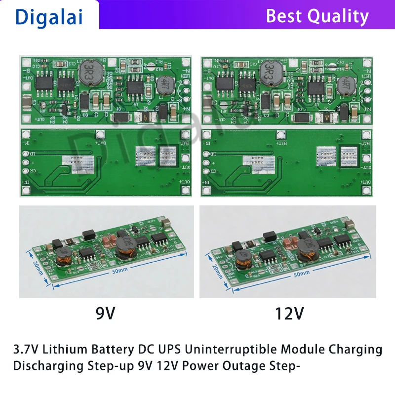 3.7V Lithium Battery DC UPS Uninterruptible Module Charging Discharging Step-up 9V 12V Power Outage Step-up