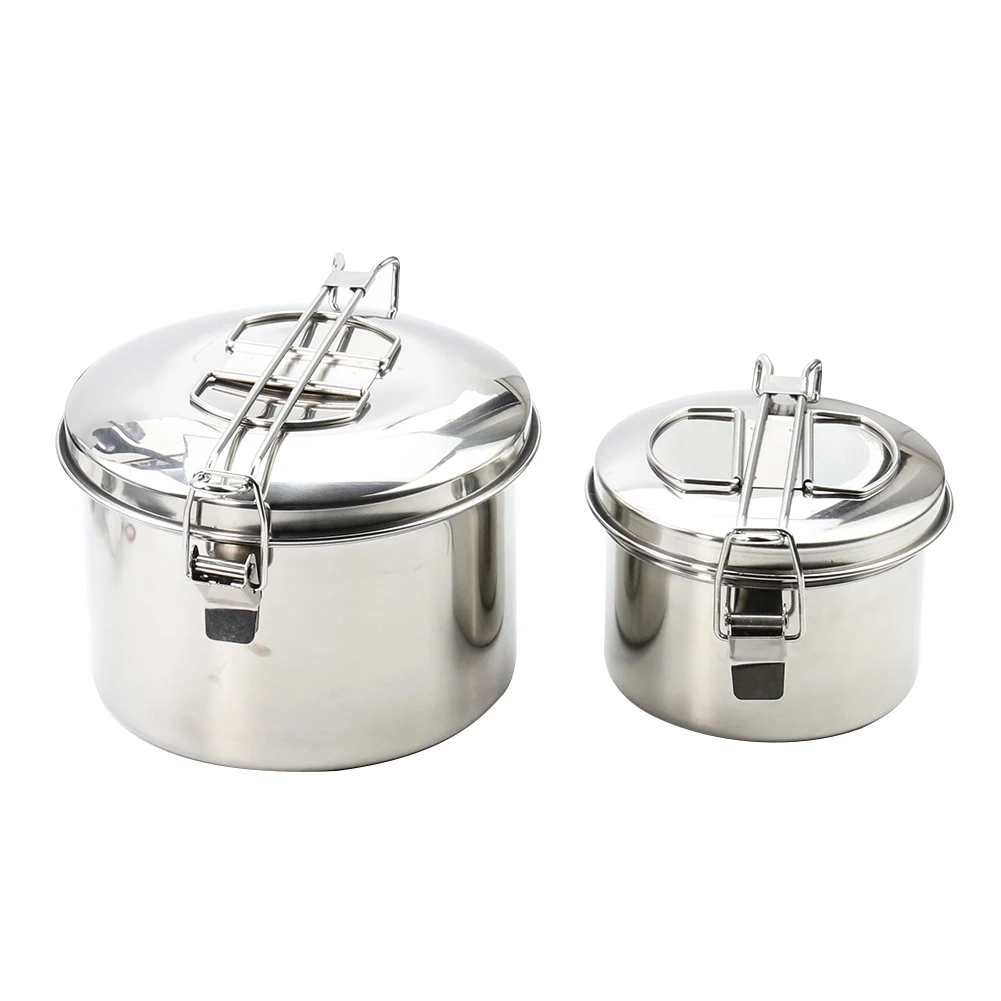 

Portable Stainless Steel Camping Pot Plate Bowl Cookware Set Foldable Handle Outdoor Picnic Hiking Travel Cooking Utensils