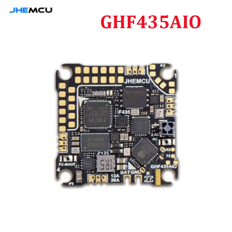 

JHEMCU GHF435AIO 20A Контроллер полета 2-4S с OSD Baro Blackbox 16MB GPS Встроенный ELRS 2.4G CRSF для RC FPV Дрон для фристайла