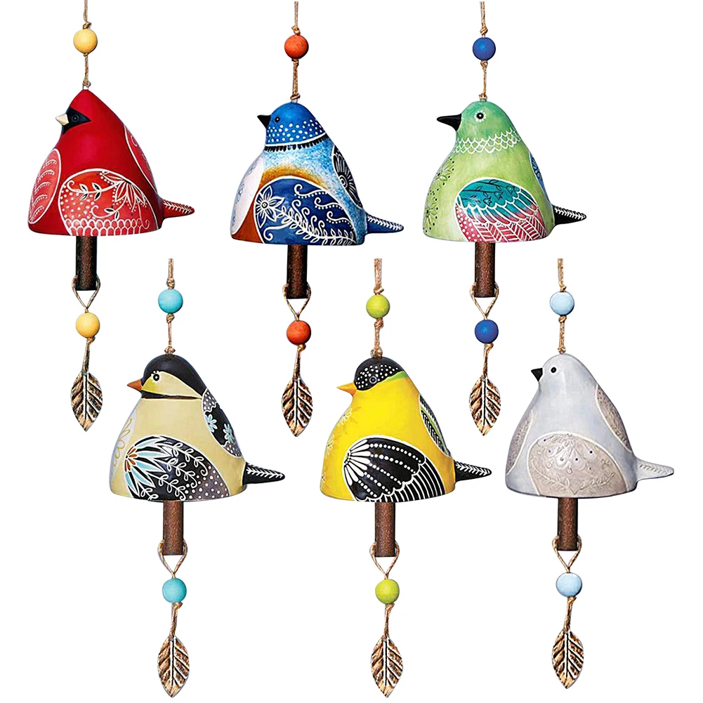 Hanging Ornaments Cute Bird Wind Chime Wind Bell Hanging Rustic Wind Chime for Wall Window Door Housewarming Gift