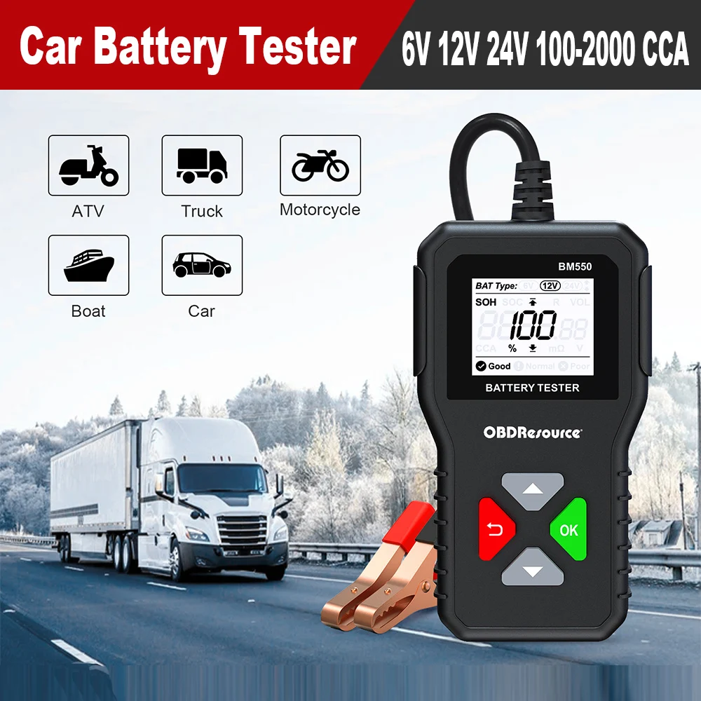 

OBDMonster Auto Battery Analyzer BM550 Car Battery Tester 6V 12V 24V 100-2000 CCA Battery System Detect Car Battery Tools