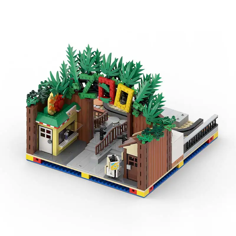 City Street Landscape Modular Zoo Complete Animal Amusement Park Street View Model Buildings Block Toys Set Technology Xmas Gift