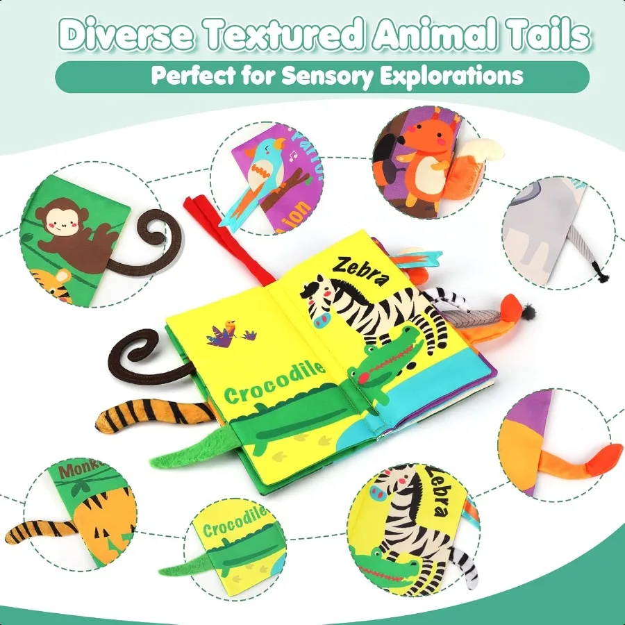 beiens Babybücher, Spielzeug, Touch and Feel, Crinkle-Stoffbuch für Kleinkinder, 0361218, Monate, frühe Entwicklung, interaktiver Kinderwagen