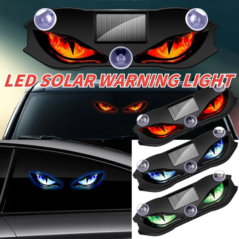Wireless Solar Devil Eyes LED Light Auto Anti-Theft Warning Light with Light Sensing Function Wireless Car Interior Light