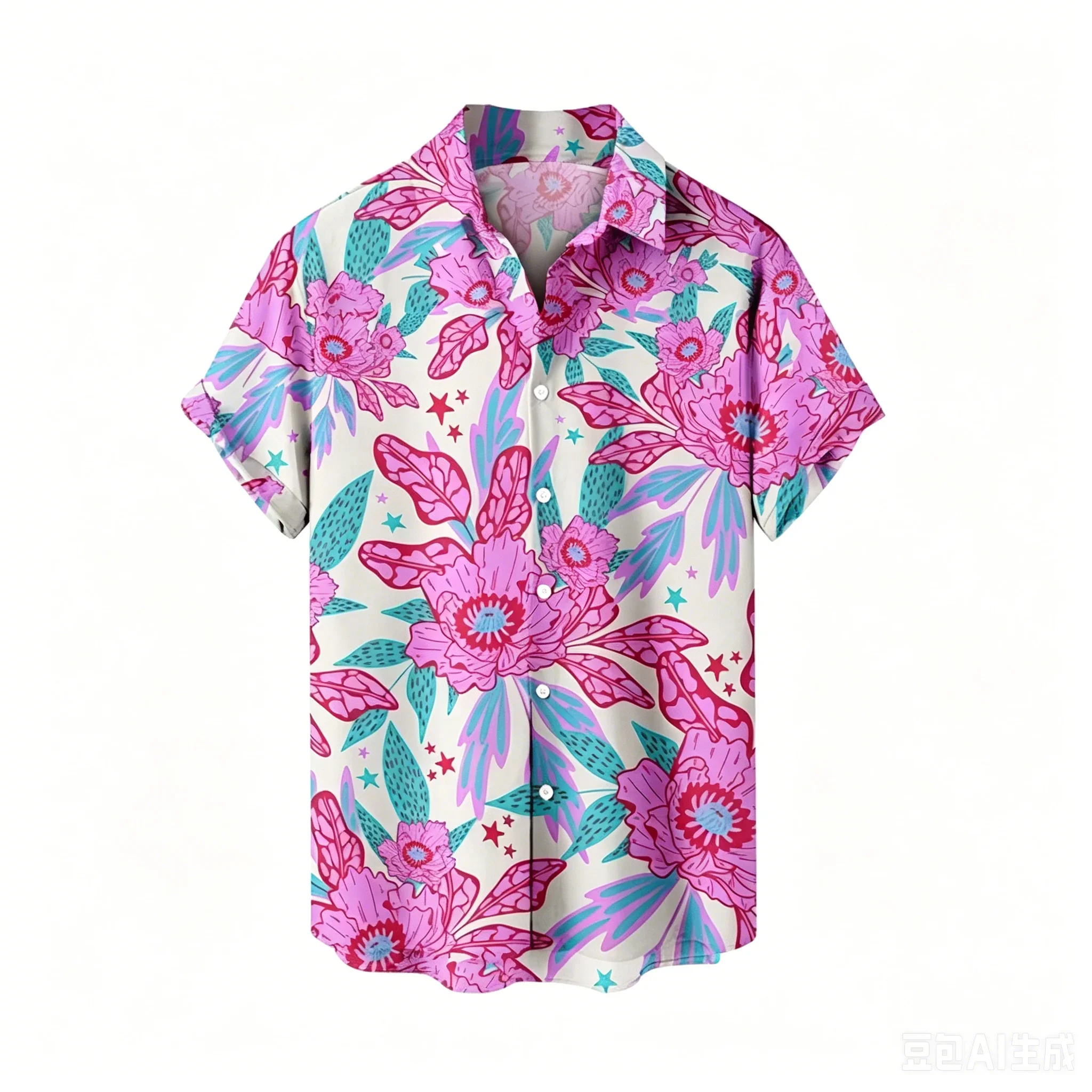 Hawaiian Style Men's Cuban Collar Floral Print Quick Drying Breathable Casual Lapel Top