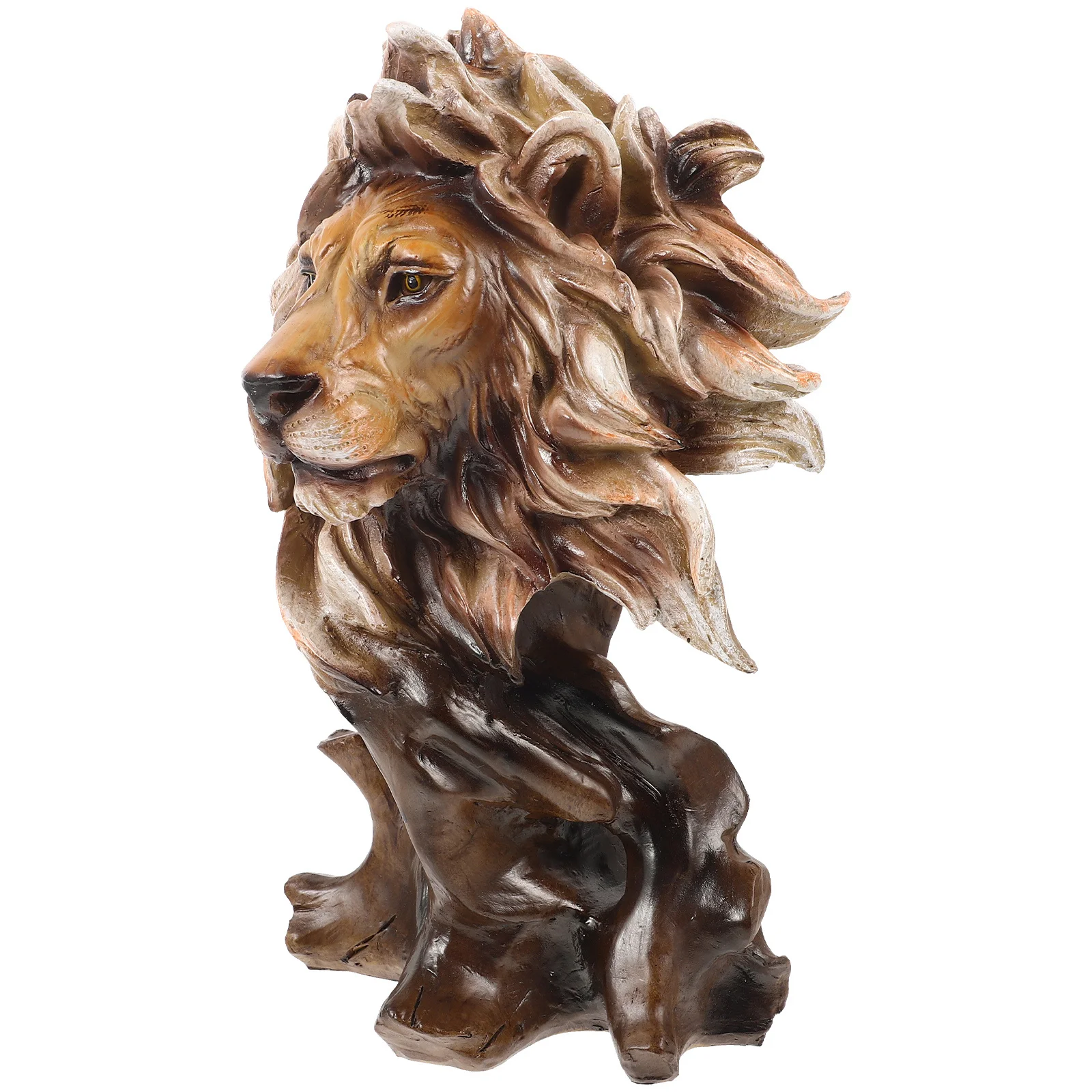 

Resin Lion Head Statue Vintage Animal Sculpture for Home Office Table Decor Living Room Garden Indoor Outdoor Lion Craft