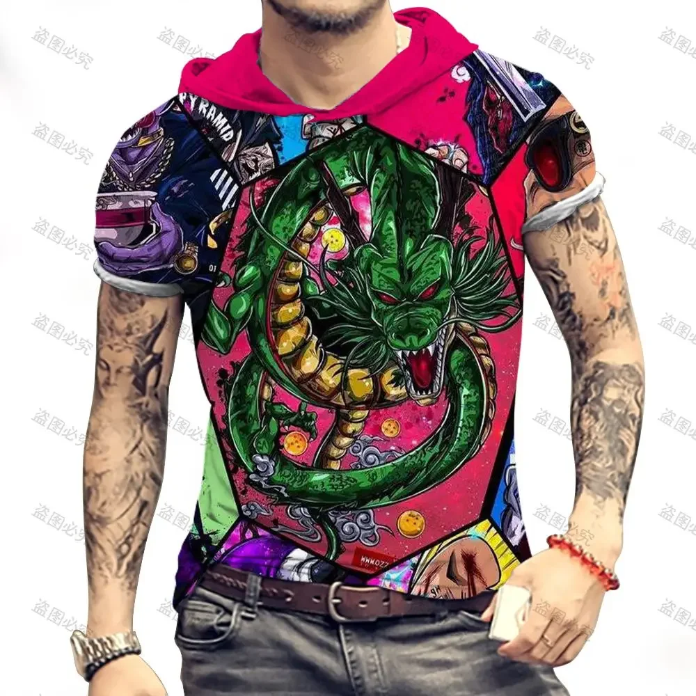 

T-shirts Men's Hooded T-Shirt Tops 3XL Dragon Ball Z Essentials T-Shirt High Quality Clothing Y2k Fashion Harajuku Style Hip Hop