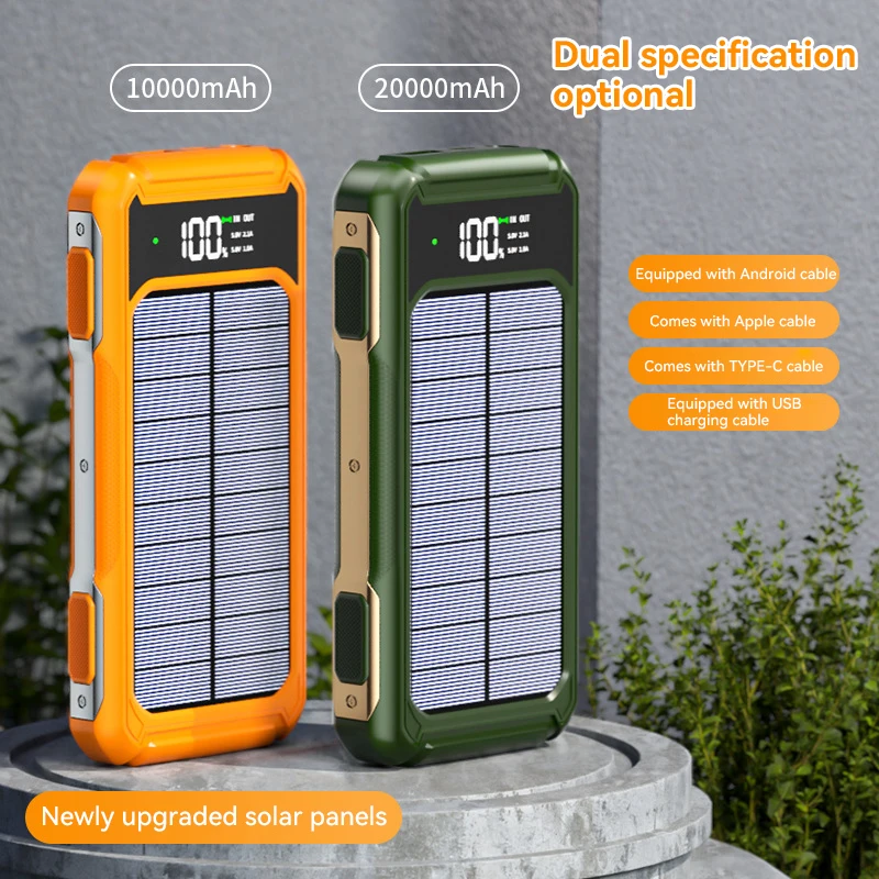 Xiaomi 30000mAh High Capacity Solar Power Bank 4 w 1 Wbudowane kable Inteligentny cyfrowy wyświetlacz Laser Light dla Samsung Apple