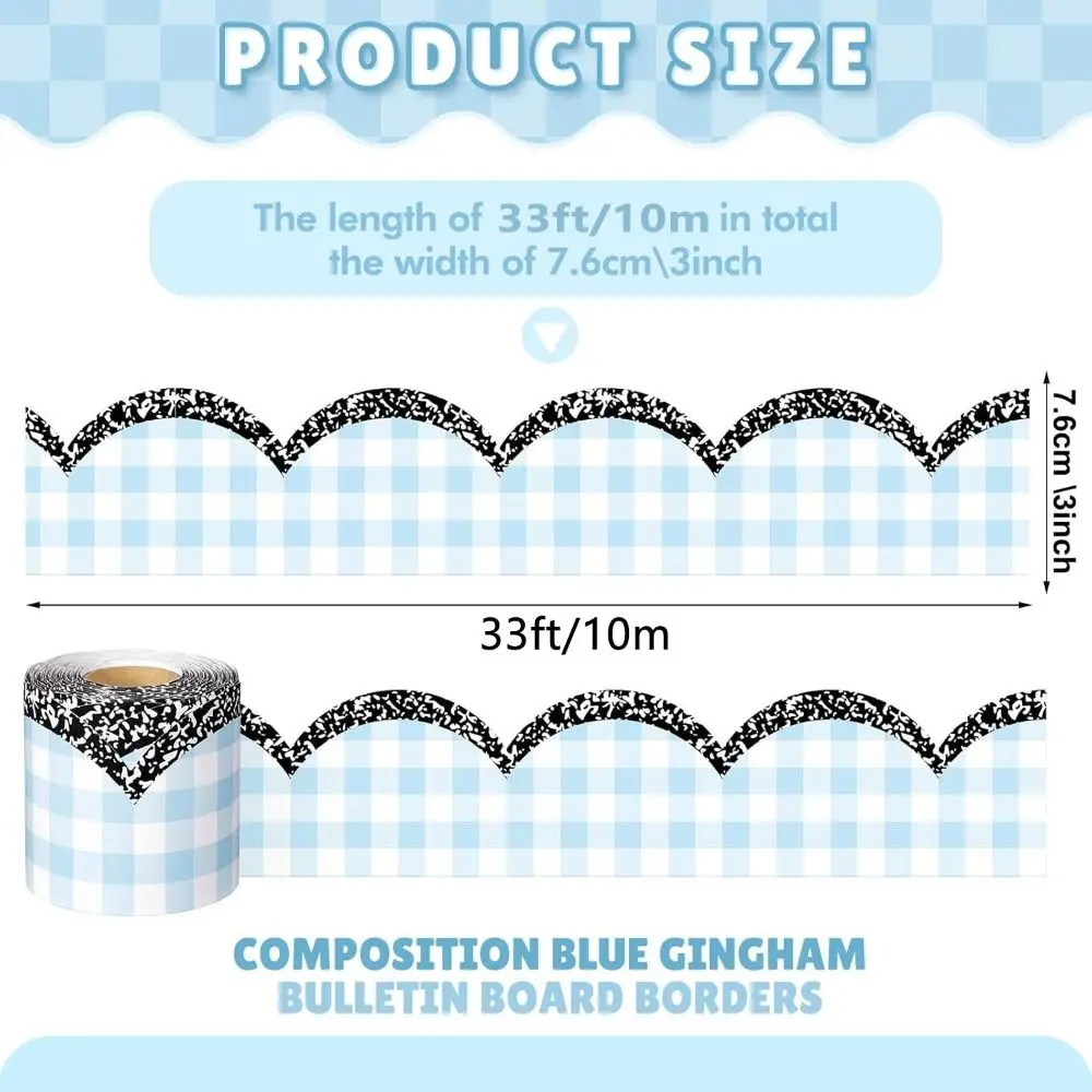 New 10m/Roll Bulletin Board Border Self Adhesive Scalloped Edge Wall Decor Sticker Cuttable Decorative Trim Roll Notice Board