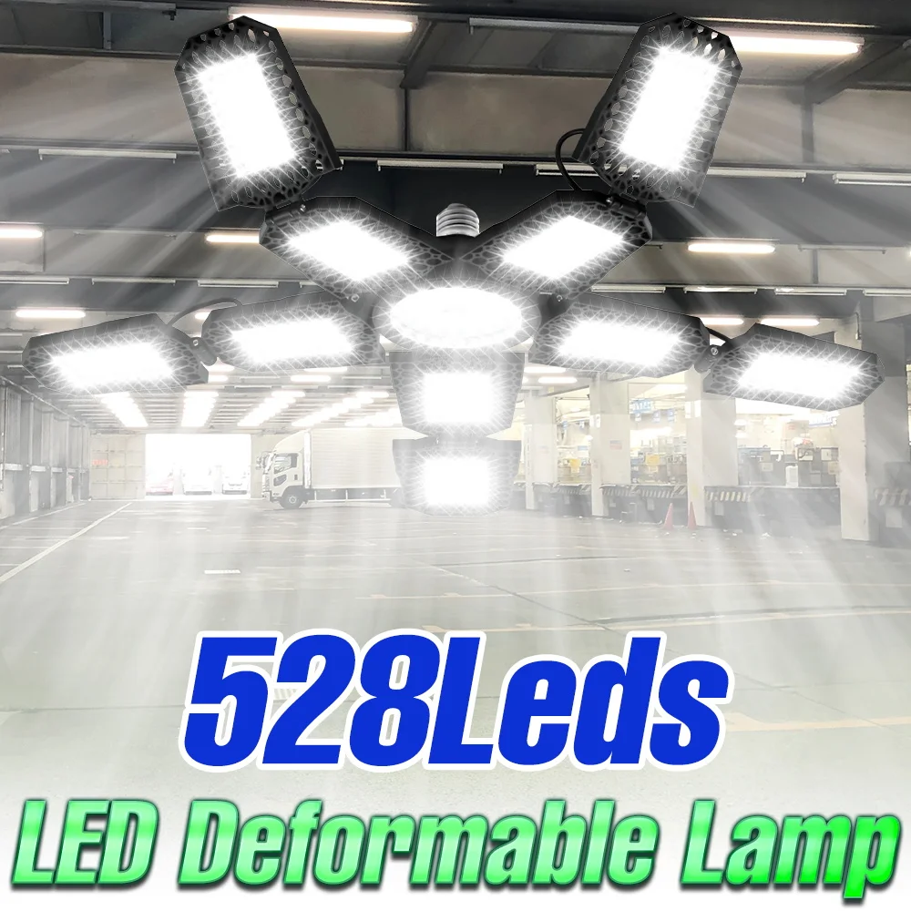 

LED Garage Light Foldable 220V Parking Ceiling Lamp Bulb E27/E26 Deformable Workshop Lights Storehouse Baements Lighting 528leds