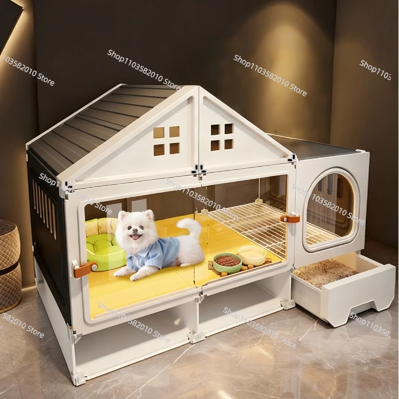 Small Dog House with Separate Toilet & Storage, Trainable Decorative Cage for Bichon Frise Super Comfortable Pet Kennel