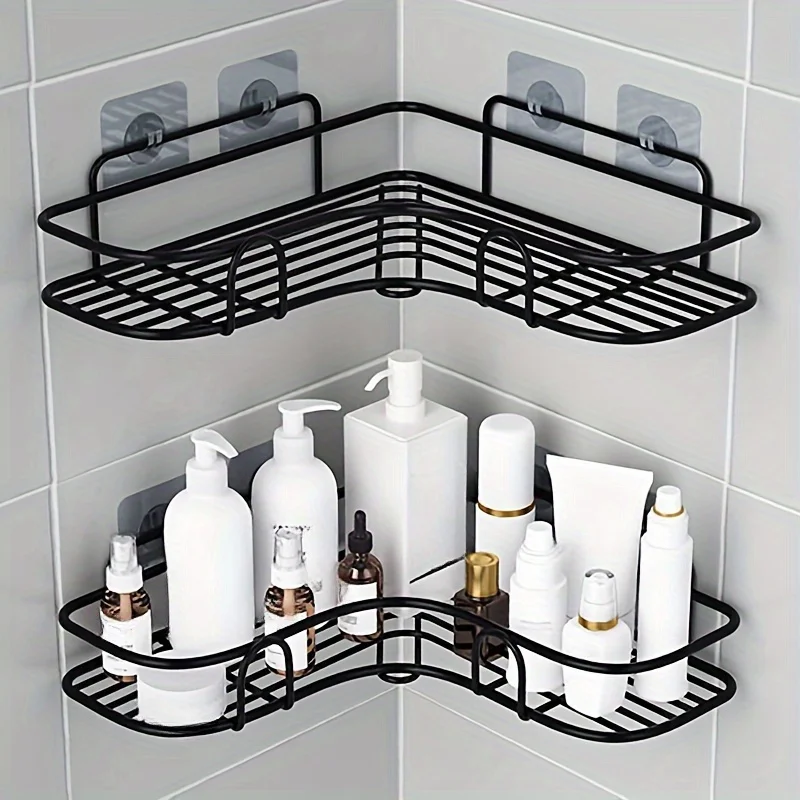 Stainless Steel Corner Shower Caddy - Wall-Mounted, No-Drill Bathroom Organizer For Toiletries &