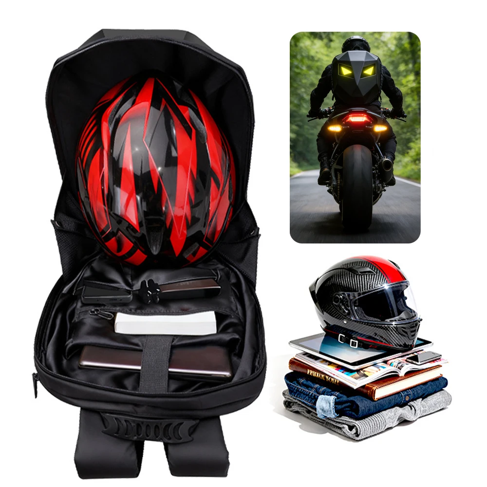 Sac à dos LED pour moto avec écran programmable DIY, coque rigide 3D, étanche, sacoche pour casque de cyclisme, sac à dos de voyage pour ordinateur portable pour homme, sac à dos intelligent Bluetooth