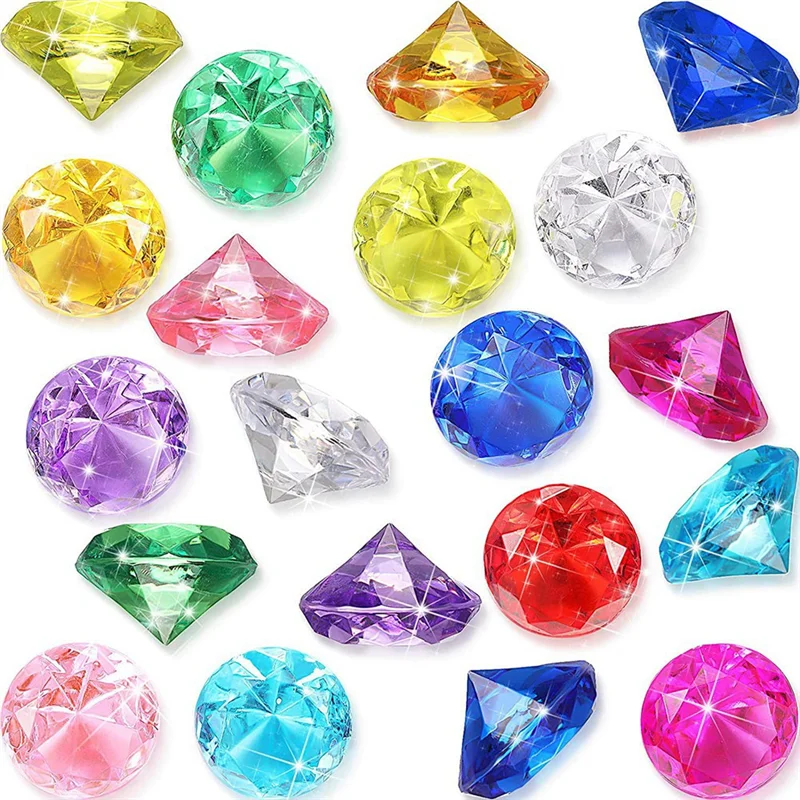 12Pcs Diving Gem Pool Toys Include Colorful Diamonds Set Dive Toy Treasure Chest Underwater Swimming Toy Gem Pirate Box