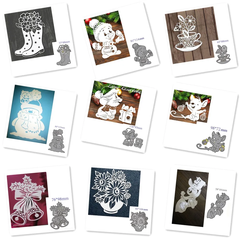 Metal Cutting Dies animal mouse flower boots bell Decoration Scrapbook Paper Craft Knife Mould Blade Punch Stencils