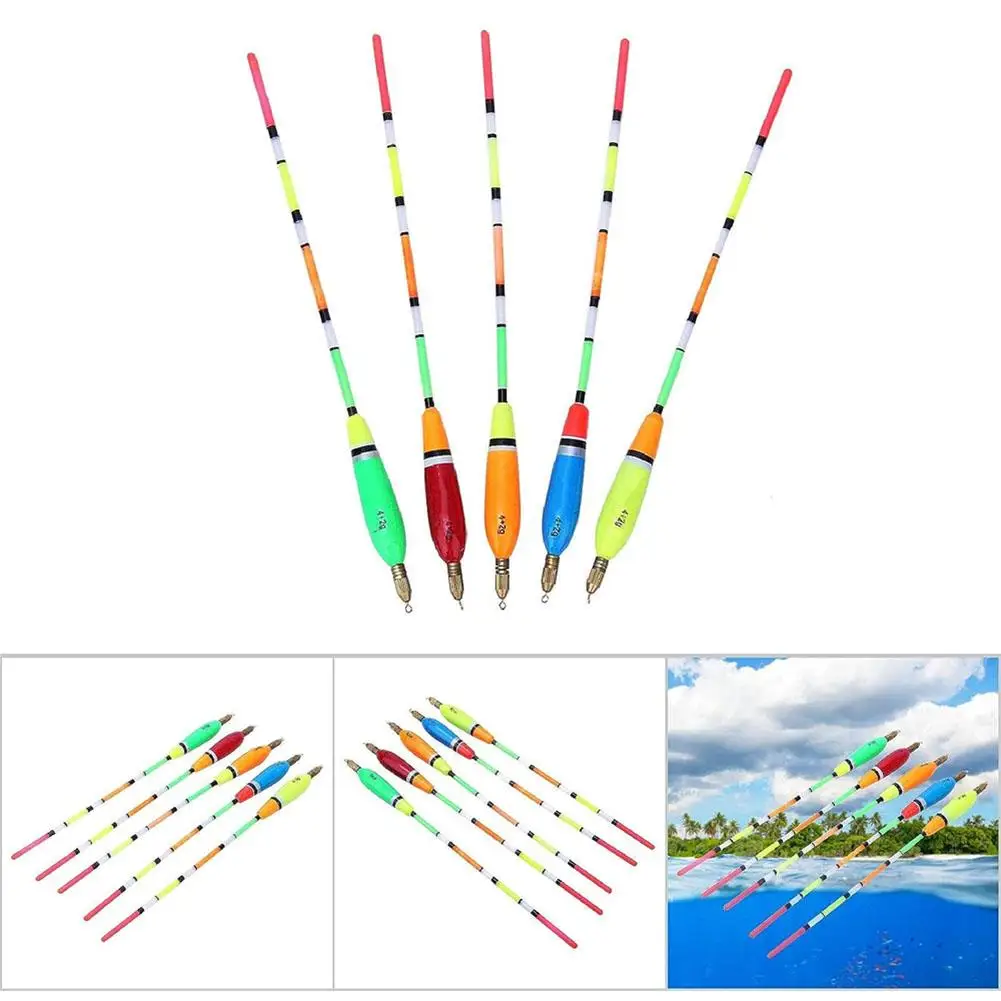 

5PCS Fishing Floats Balsa Wood Fishing Float Bobber Bite Indicator Angling Equipment With strong Float Tail Multiple Color