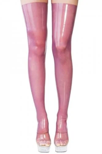 

New Style Latex Rubber Women Pink stockings Cute Long Socks Feet 0.45mm