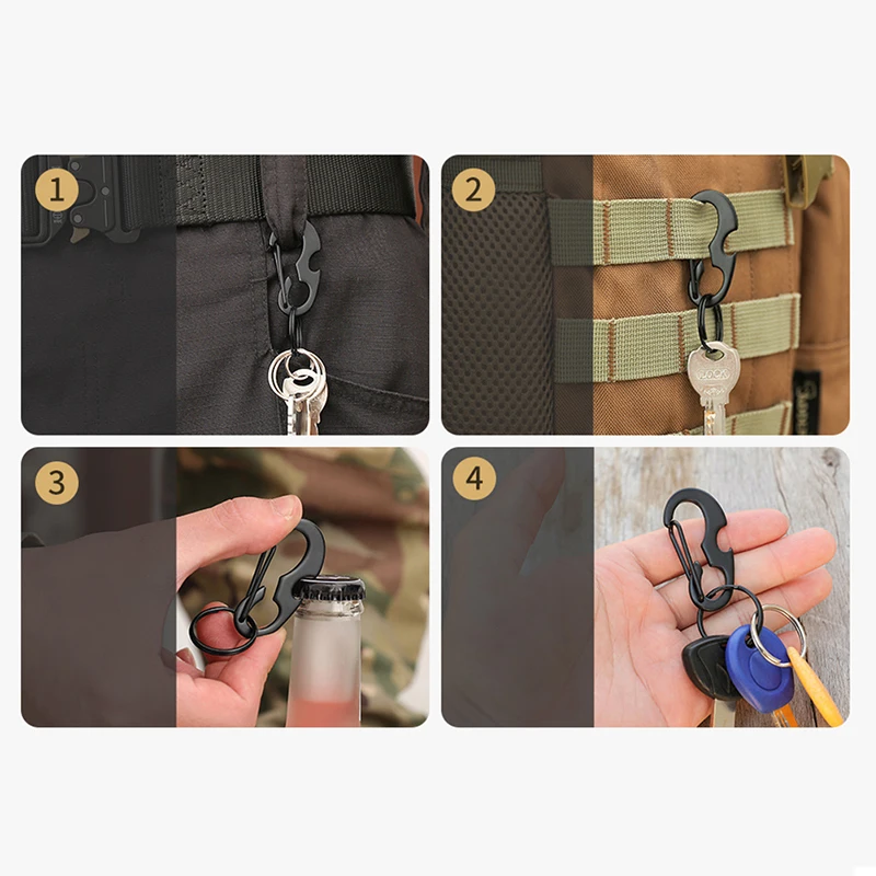 1PC Classic Mini Bottle Opening Lock Outdoor Keychain Multi Tool Spring Hook Buckle Metal Carabiner