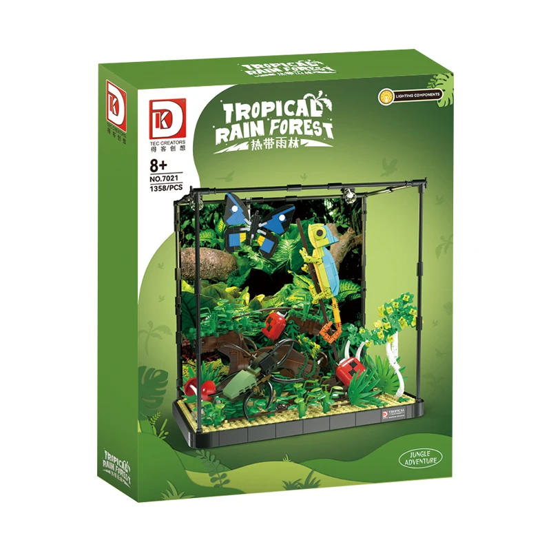 2023 New 1358pcs MOC Creativity Rainforest Insect Building Blocks Chameleon Bricks Model Children's Toys Birthday Gift Set