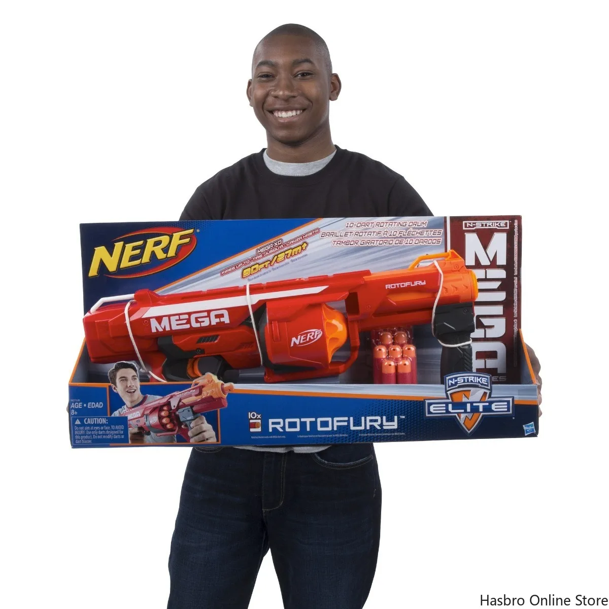 Hasbro NERF N-Strike Mega Series RotoFury Blaster with  10 Mega Whistler Darts