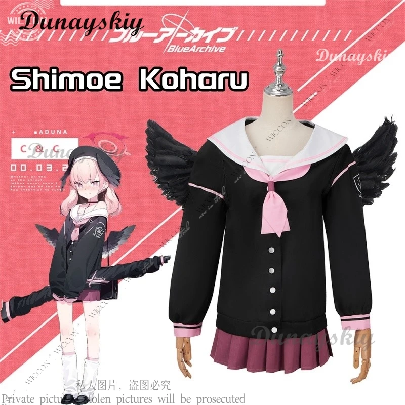 

Shimoe Koharu Anime Game Blue Archive Project MX Cosplay Costume Wig School Loli Sailor Uniform Halloween Suit Shimoe Koharu