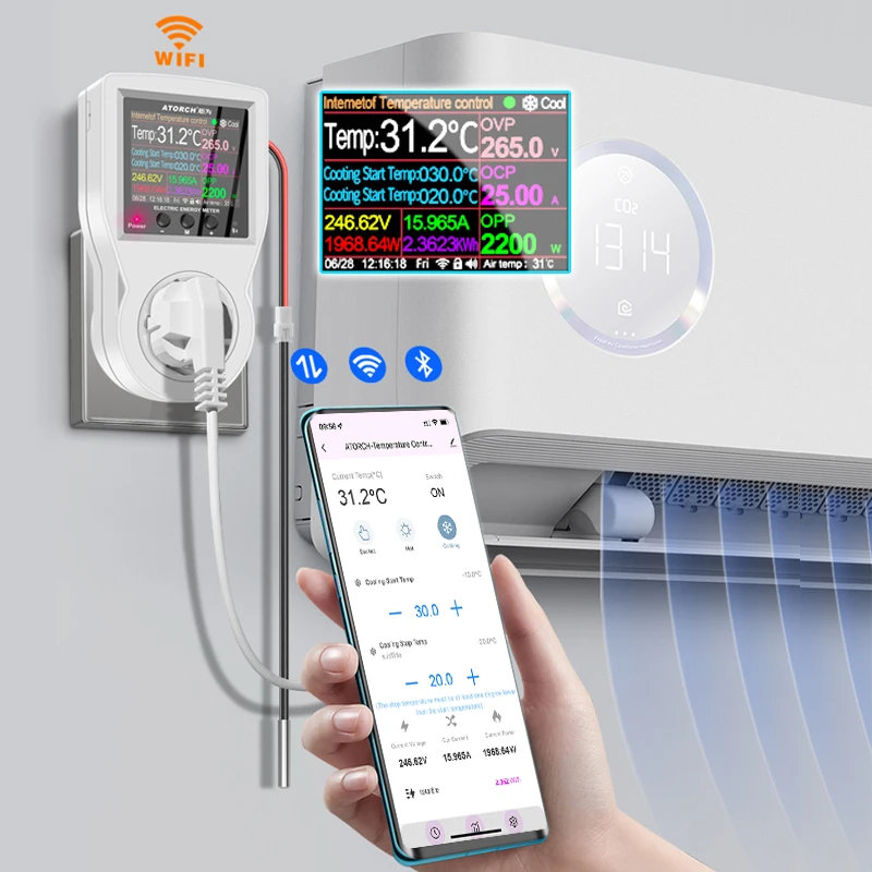 Tuya-S1 WIFI Soquete Termostato Digital, Incubadora, Controlador de Temperatura, Tomada com Temporizador, Aquecimento De Refrigeração, 10A, 16A