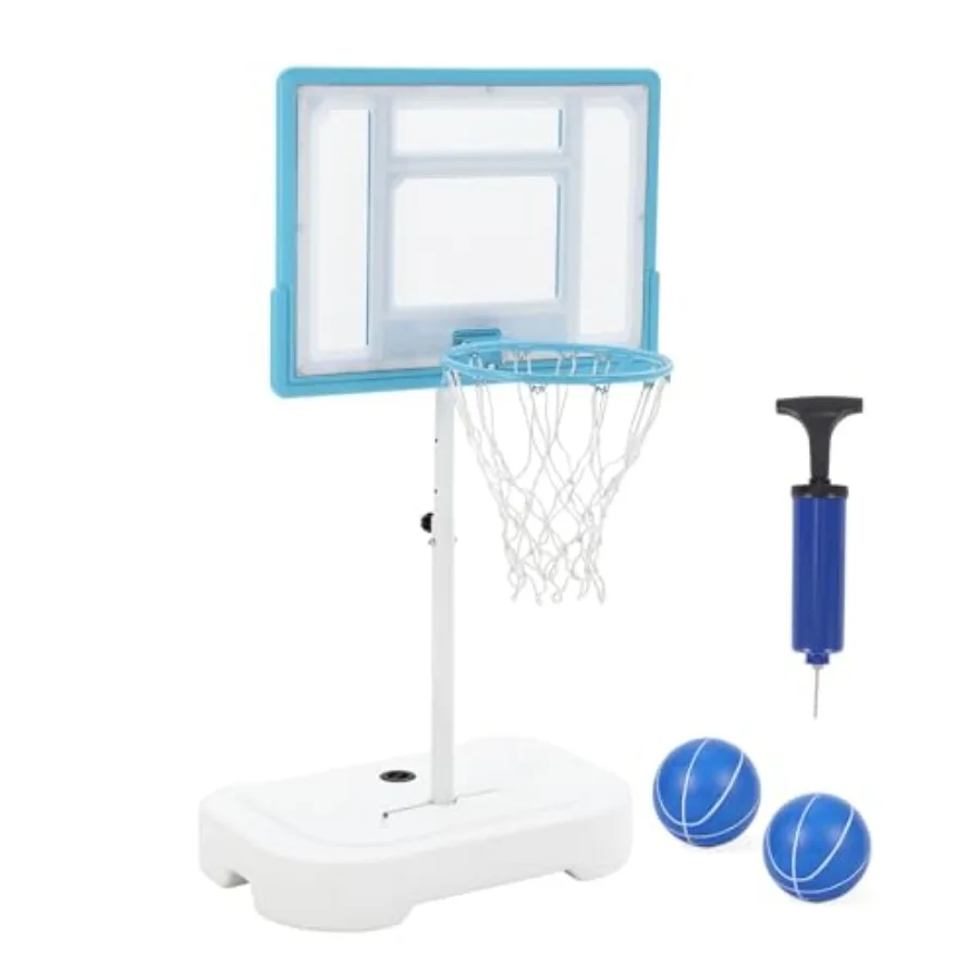 

Swimming Pool Basketball Hoop for outdoor water games, shatterproof 32'' backboard, adjustable stainless steel frame, blue and