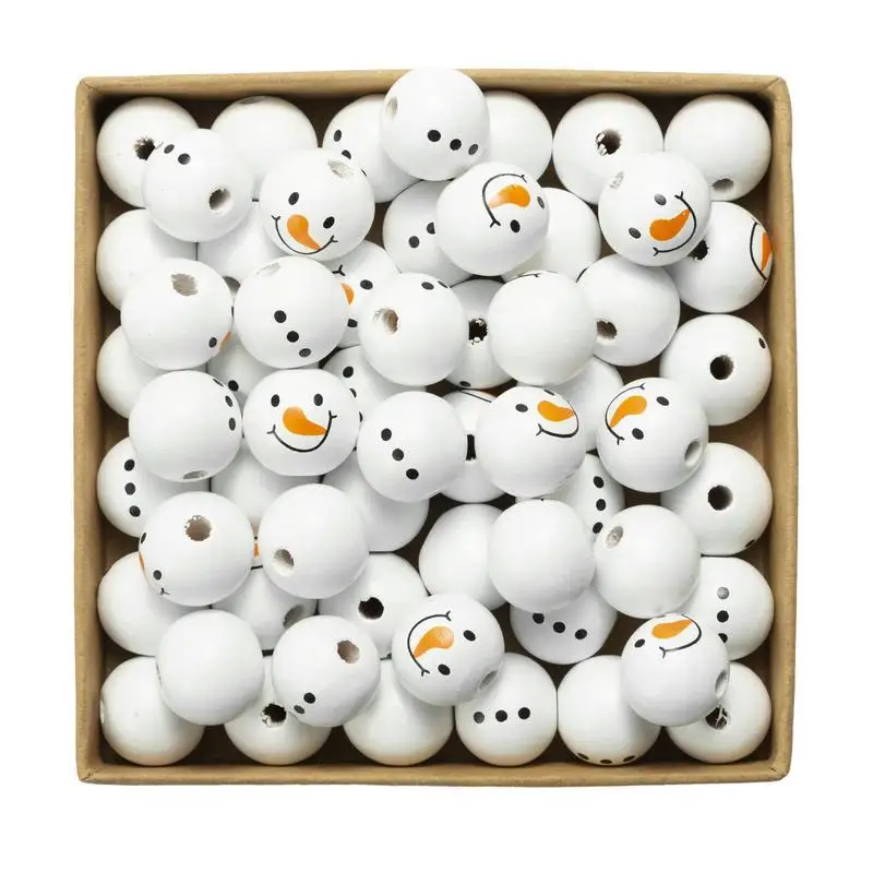 2024 Christmas Wood Snowman Beads Creative Wood Spacer Beads Bracelet For Jewelry Making DIY Handicrafts Accessories