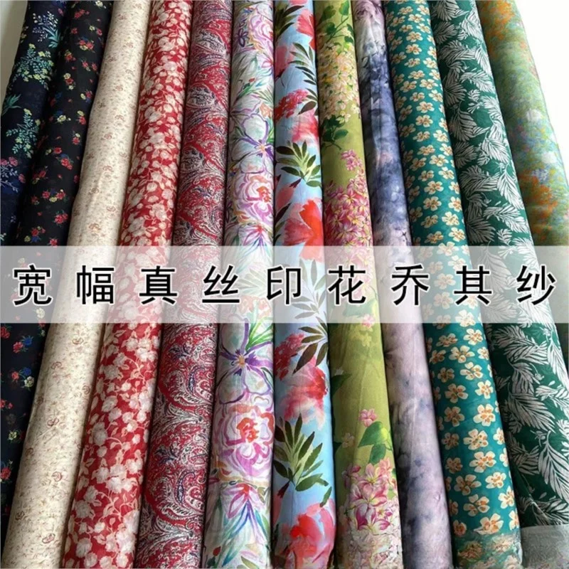 

Spring and Summer printed silk georgette fabric dress shirt sun-protective clothing