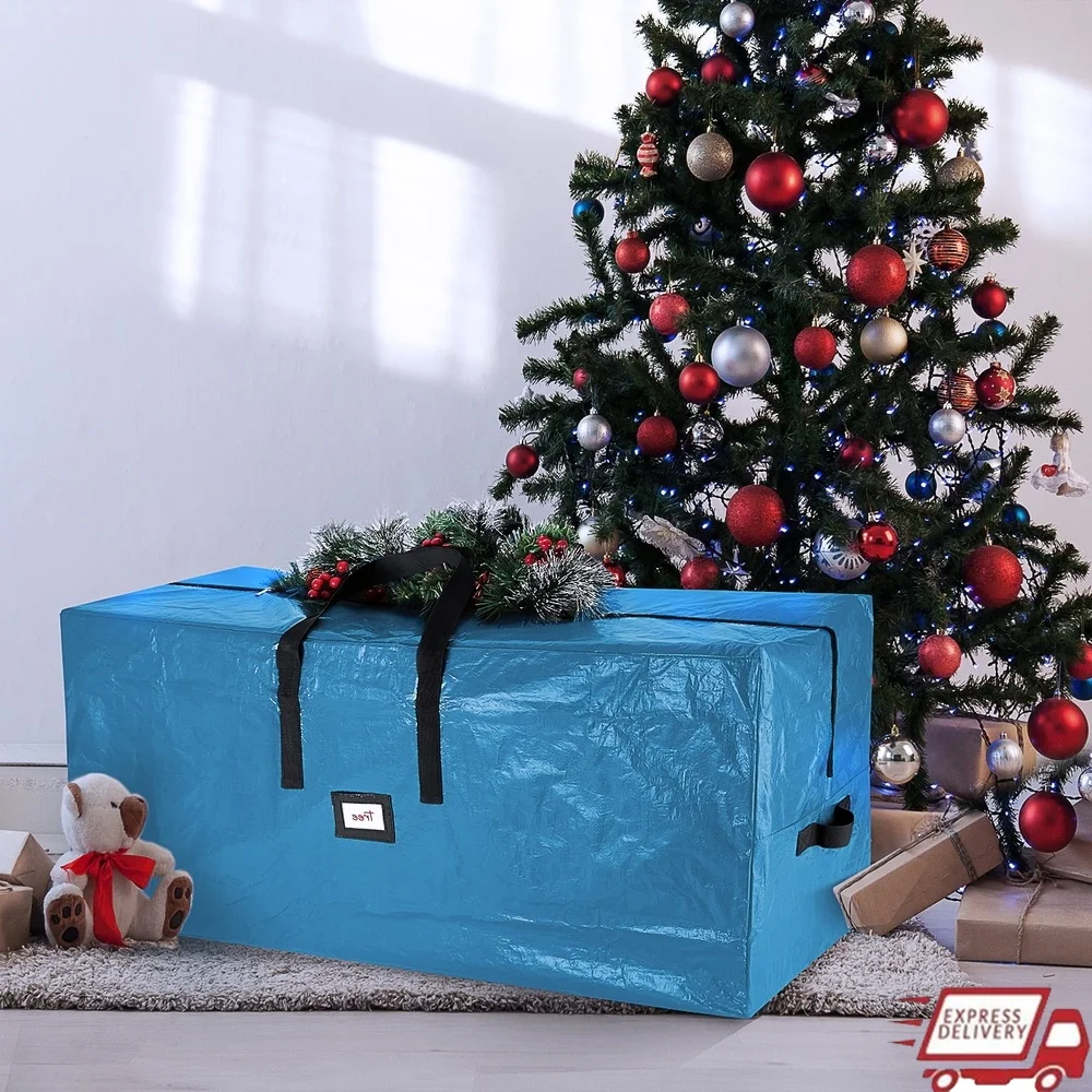 

Waterproof Christmas Tree Storage Bag 7.5ft Trees Durable Polyethylene Plastic with Reinforced Handles and Dual Zipper Access