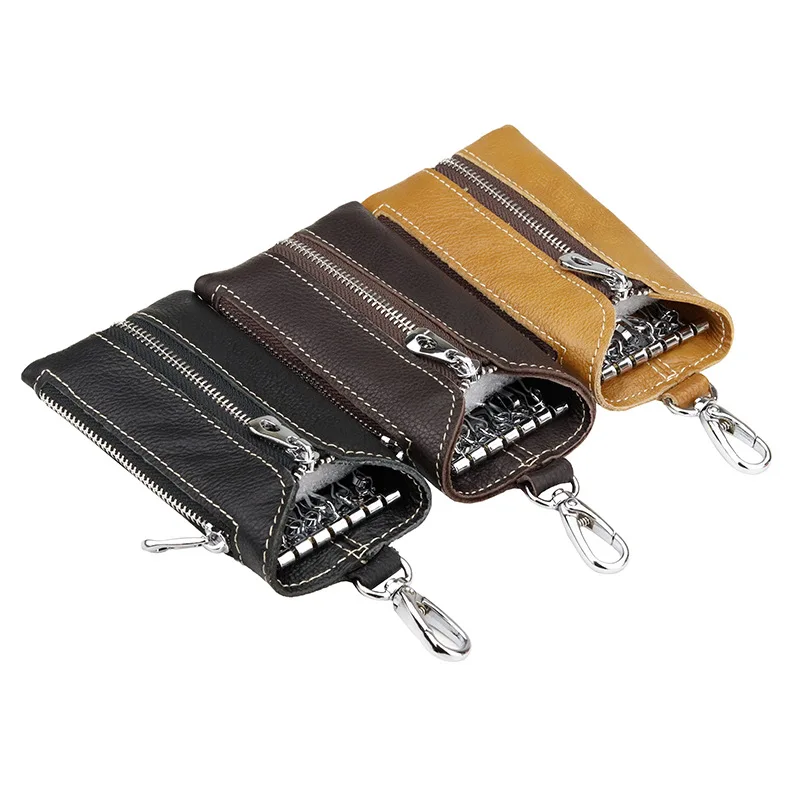 Taille hängen Leder Schlüssel etui Retro Männer Business Multifunktion sreiß verschluss Auto Schlüssel halter Organizer Tasche Münze Geldbörsen Schlüssel bund Brieftasche