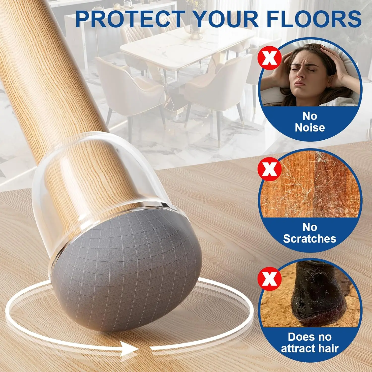 24pcs Gray Chair Leg Cover Diagonal Leg Floor Protectors  Silicone Furniture Table Feet Protect for Chair Table No Noise