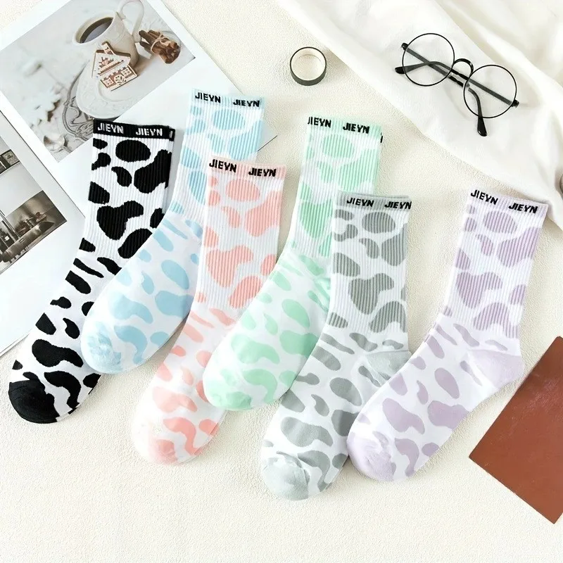 5/6 Pairs of Cute Flower Cartoon Cotton Socks For Fashionable Spring and Summer Soft and Comfortable Harajuku Socks