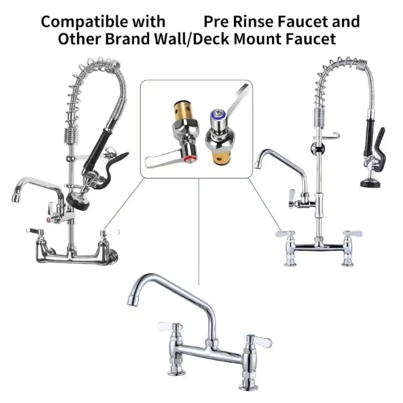 Hot and Cold Water Control Component Set with Handles and Red and Blue Identification Markers for Kitchen Sink and Bathroom D2RD
