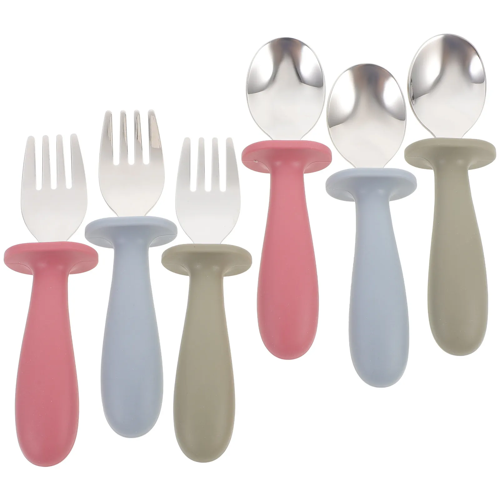 

6Pcs Toddlers Stainless Steel Spoon Fork Set Baby Food Training Tableware Lightweight Utensils Toddler Utensils Set
