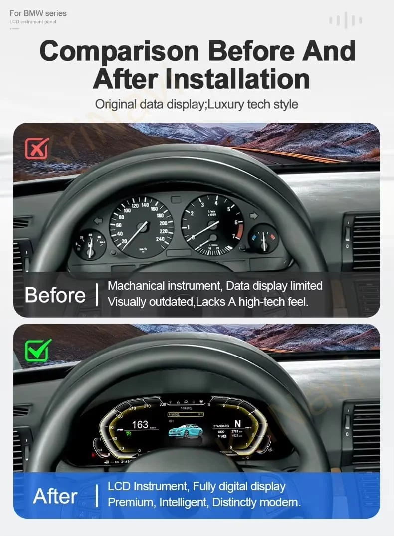 Carbar LCD Digital Dashboard Cluster For BMW X5 E53/E39 1999-2006 Speedometer Instrument Cluster Screen Car Speed Table