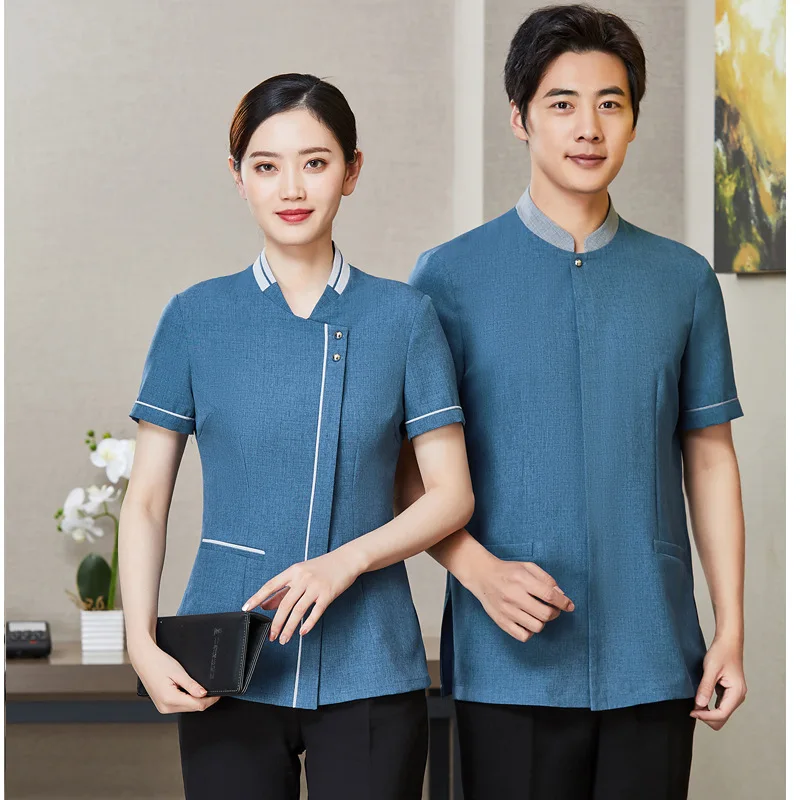 

Work Women's Short-Sleeved Aunt Summer Clothes Room Attendant Property Hotel Restaurant Cleaning