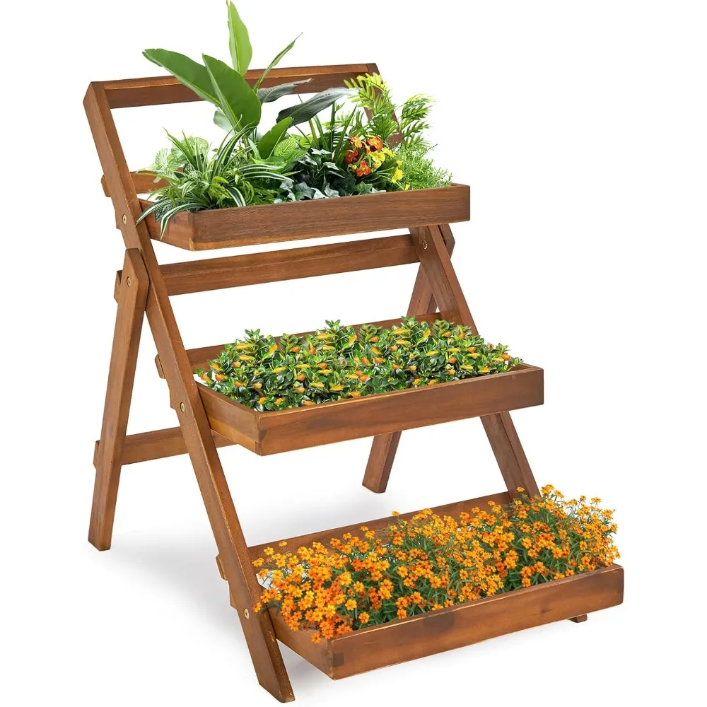 

Tier Foldable Flower Pot Display Shelf Rack for Indoors Outdoors Balcony Patio Lawn Garden Organizer Planter Holder