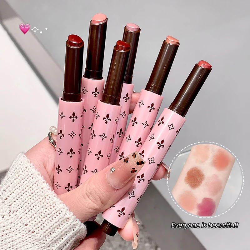 Gege Bear Brilho labial sólido derretido – veludo fosco, cor de pelúcia, à prova de transferência, bálsamo rechonchudo que não seco para lábios foscos cremosos