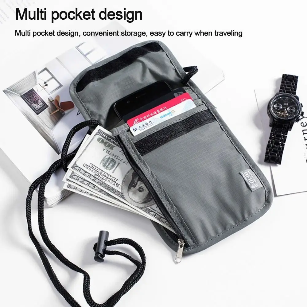 Unisex Nylon RFID Passport ID Bag Waterproof Multi-Functional ID Credit Card Holder Packet Travel