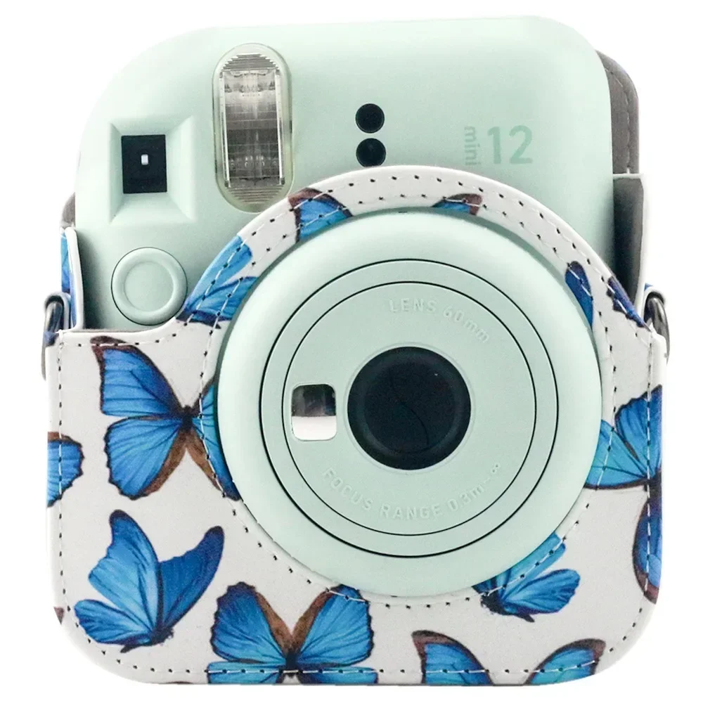 Per custodia per fotocamera Instax Mini 12 Custodia protettiva morbida in pelle PU Borsa da viaggio per borsa per fotocamera con tracolla