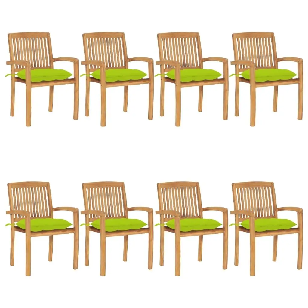 

Solid Teak Wood Stacking Patio Chairs with Cushions Set of 8 for Outdoor Comfort and Style